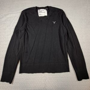 American Eagle Outfitters Men's Black V-Neck Sweater
